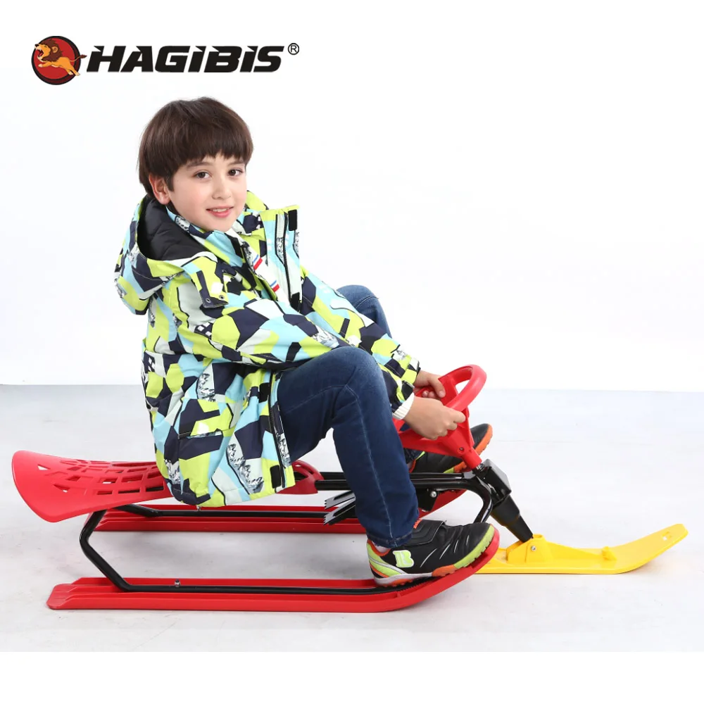 
Steel snow mobile for kids snow sled for children 6+steerable scooter 