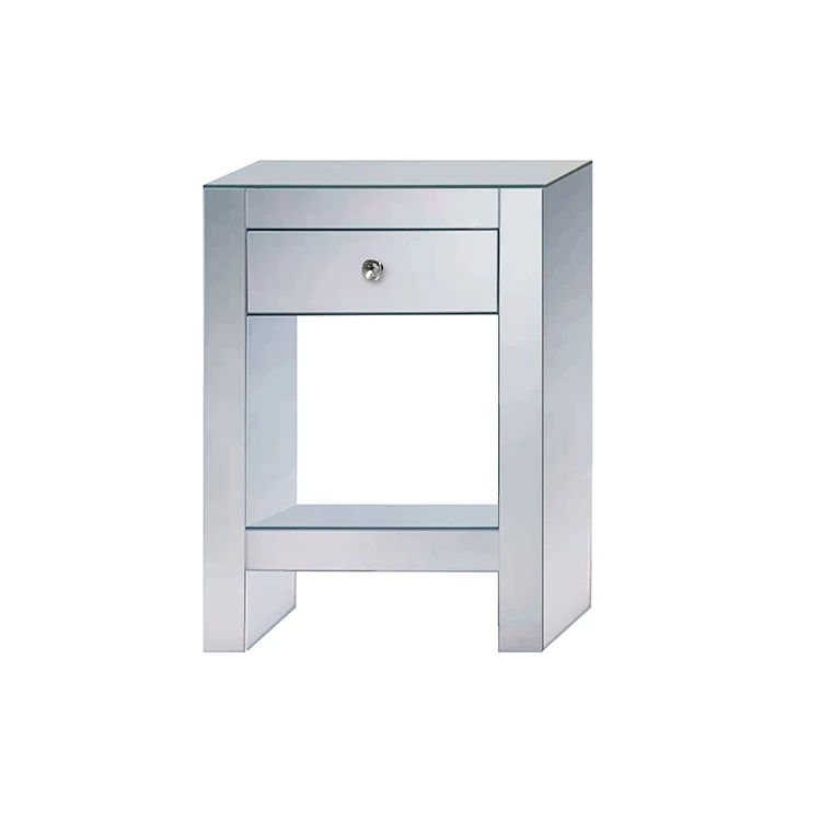 Заводская поставка, популярный современный деревянный зеркальный боковой столик для спальни, гостиной с 1 выдвижным ящиком