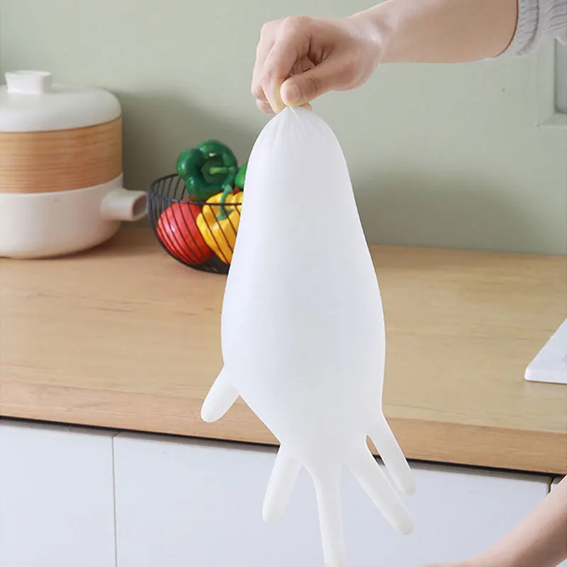 New disposable nitrile dishwashing gloves 9 inches extraction cherry blossom powder kitchen household cleaning gloves