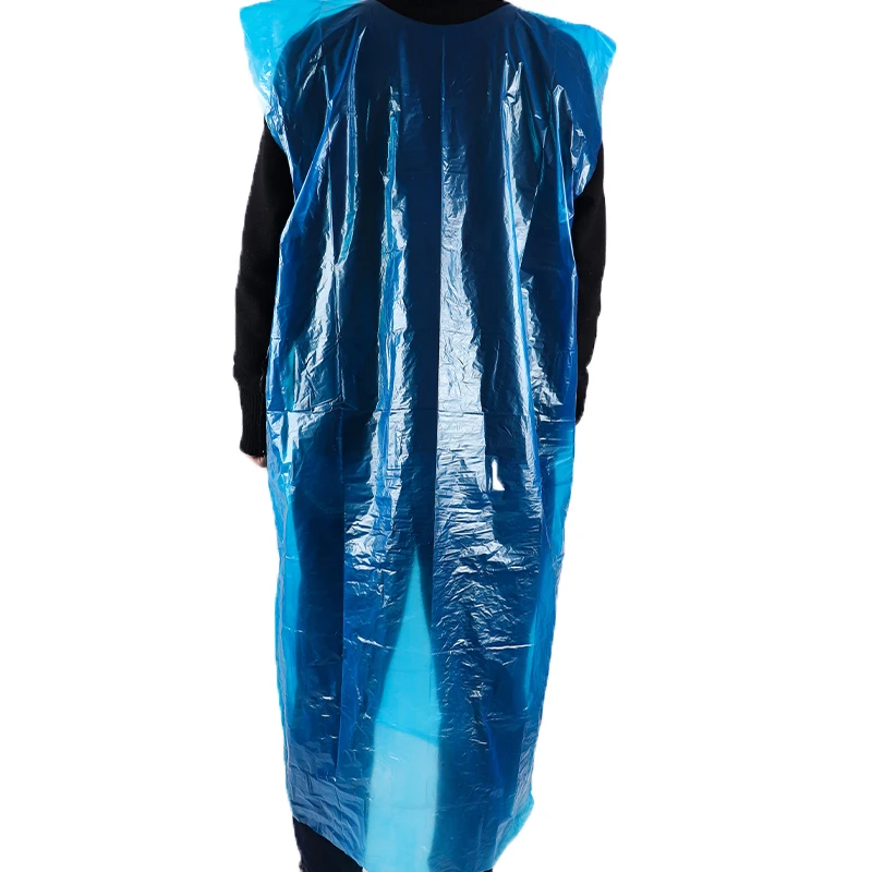 Waterproof Polyethylene Apron CPE Impervious Gown for Cleaning Disposable Sleeveless Gown Blue