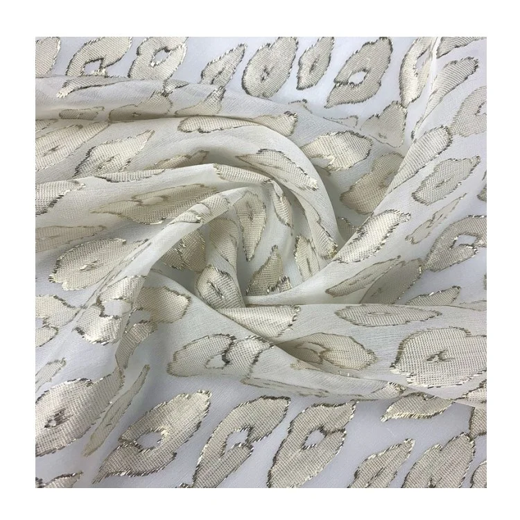 Silk lurex chiffon Fabric silk  Metallic  jacquard   Fabric  clip flower chiffon  fabric
