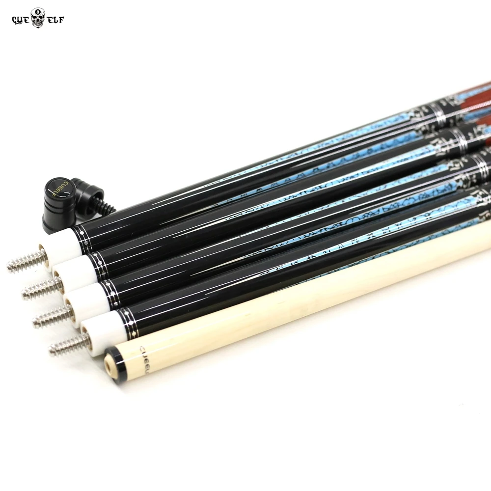 Cueelf 520g 530g regas wood carom cue with double shaft decal pool cue