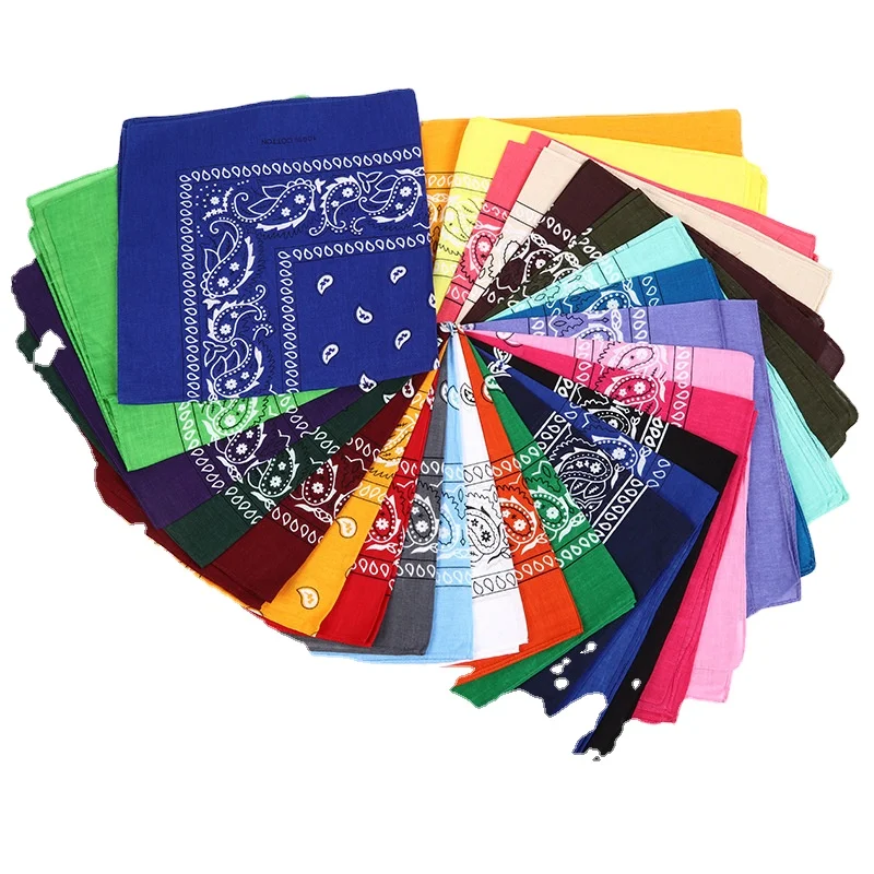 2022 Custom Hotselling Cashew Printed 22'x22' Bandana Multifunctional Square Scarf Outdoor Sport Hip Pop Head Scarf