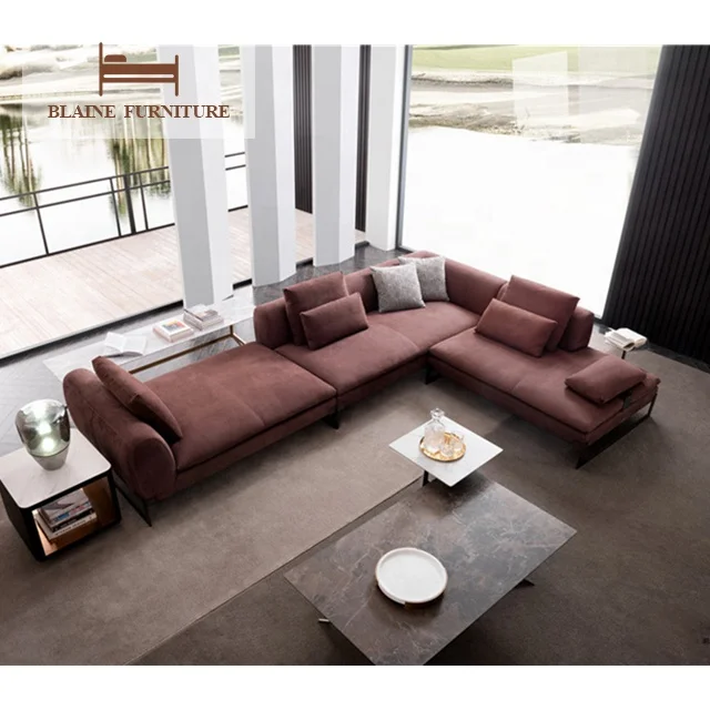 Luxury Simple Nordic Style Modern Design High End Genuine Leather 3 Seats Lounge Corner Sofa Couch Living Room Sofas For Home