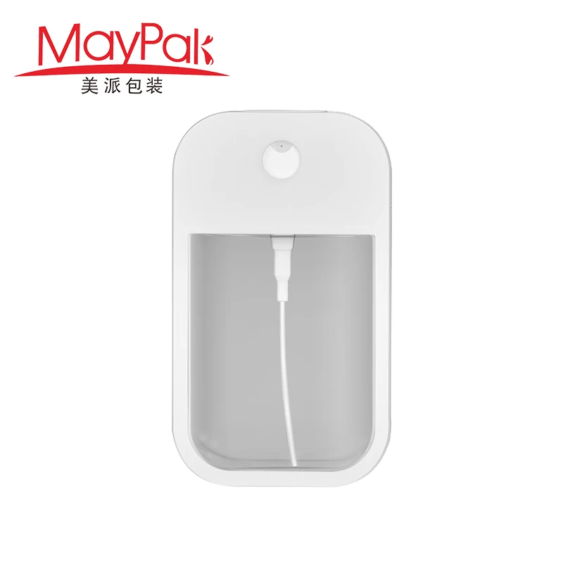 Low MOQ 45ml empty plastic hand sanitizer credit card mist spray bottle with silicone case and keychain