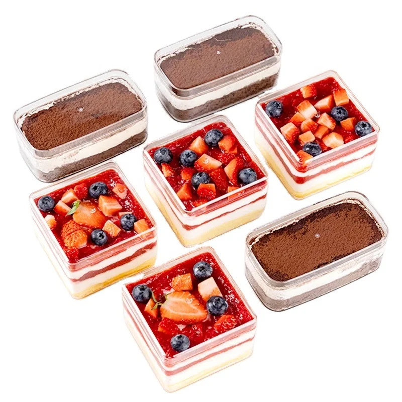 Коробка для десертов Tiramisu оптовая продажа квадратная прозрачная пластиковая коробка тортов упаковка кексов прозрачные коробки