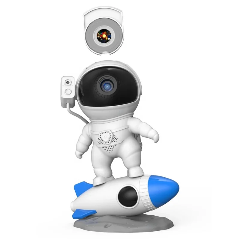 Lonvel Rocket Spaceman Projector Lamp, Nebula Starry Sky Star Projector Galax Projector Night Light Film Disk Spaceman for Kids