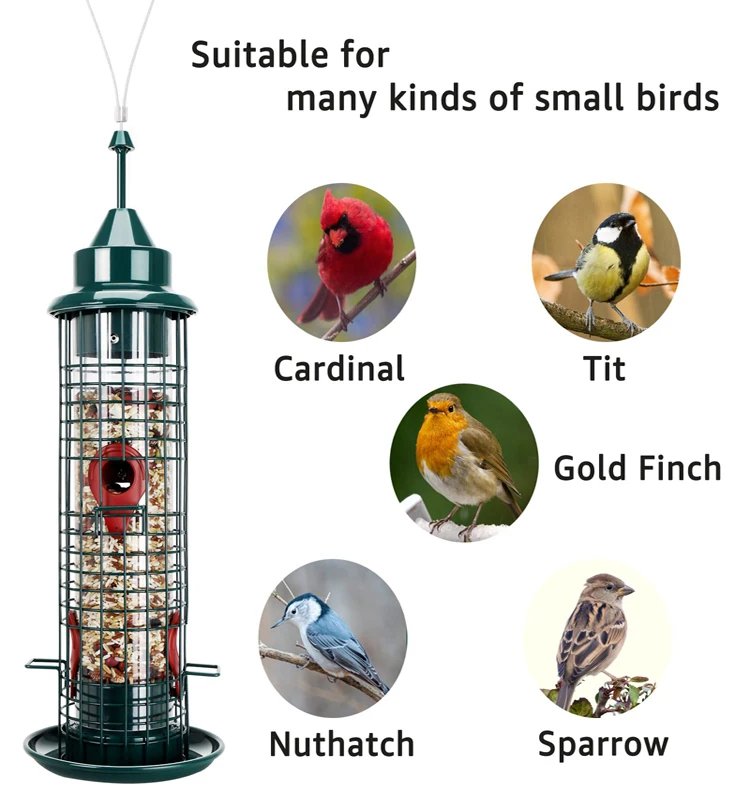 Hanging Wild Seed Aluminum Extra Thick Solid Transparent Steel Hanger Great Attracting Metal Birds Feeder Tube