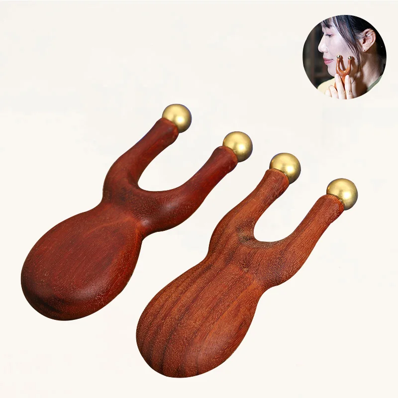 Brass Sandalwood Guasha Facial Acupoint Massager Smooth Surface Without Burrs Face Skin Care GuaSha Stick Health Care Products