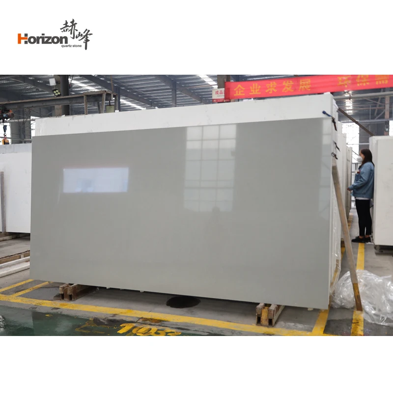 Horizon Factory Price White Quartz Stone Slabs Lightgray kitchen Quartz Countertops Slabs