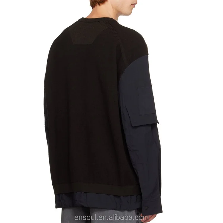 OEM Custom high quality  round neck sleeve mens pullover with zipper