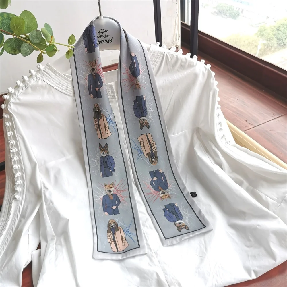 Shaoxing Bandanas Fashion Hot Selling Printed Polyester Satin Hair Edge Scarf Fabric Ribbon Designer Head Silk Scarf
