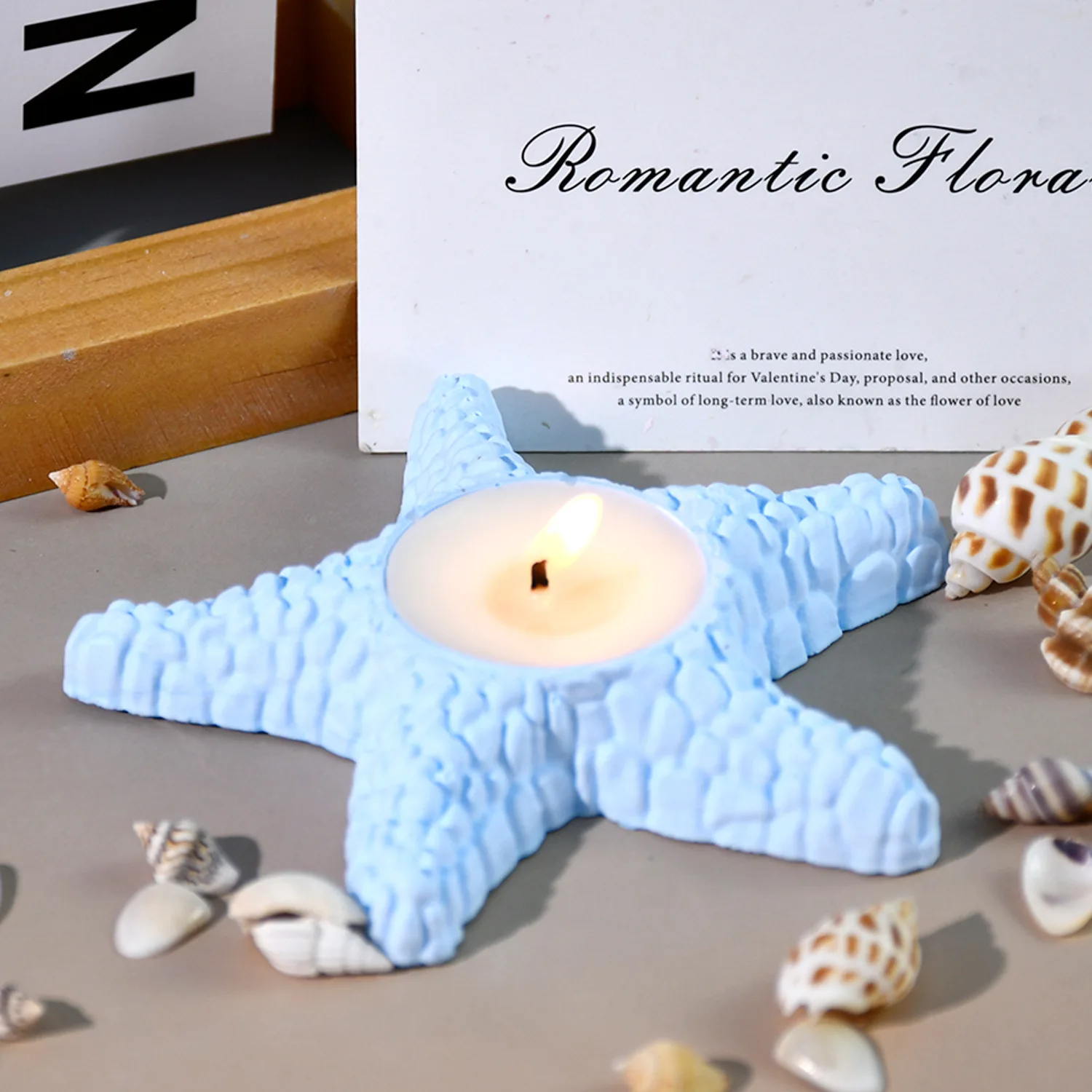 CARATTE 3D Starfish Candle Holder Silicone Mold Ocean Style Resin Plaster Gypsum Candlestick Mould