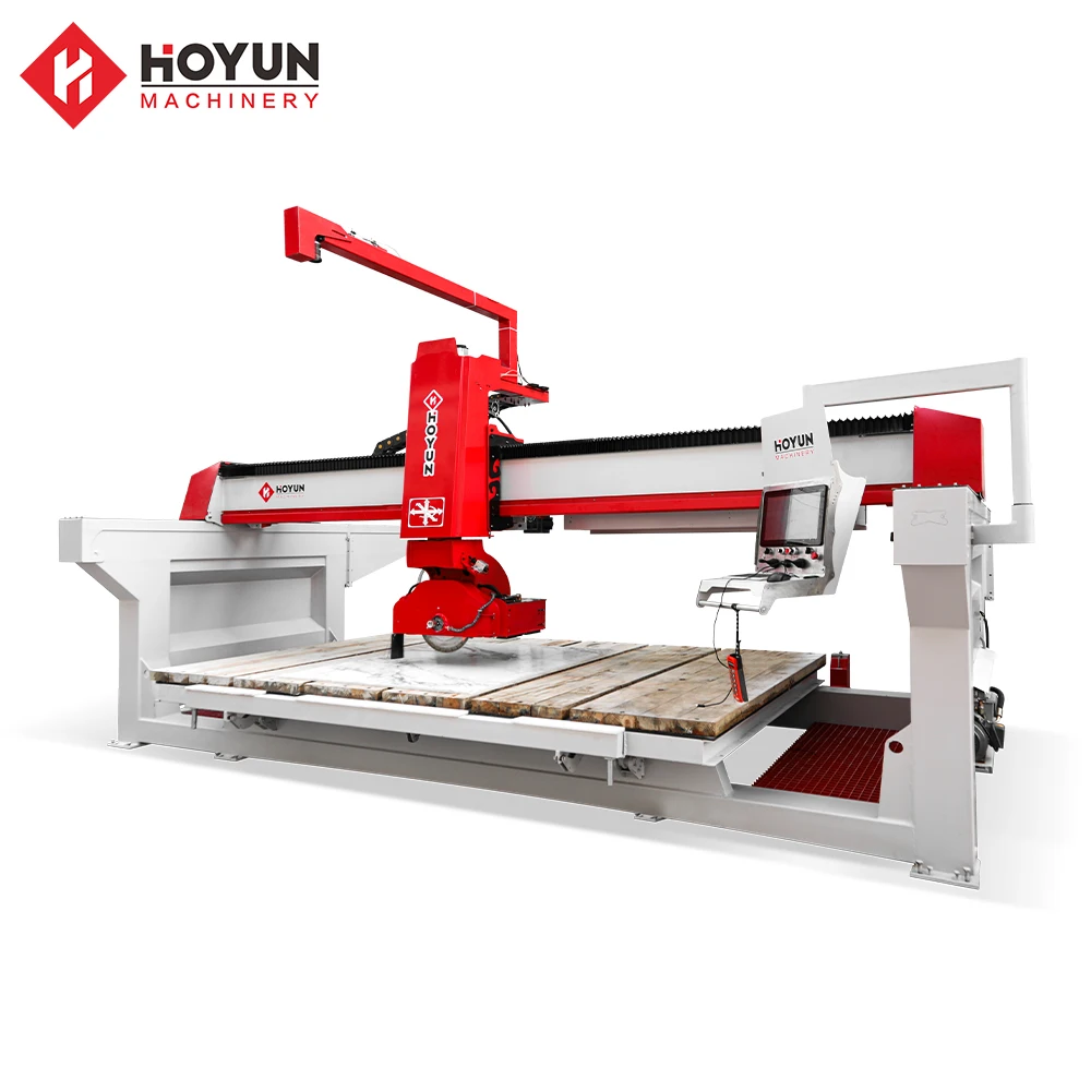 Hongyi cnc stone cutting engraving machine 5 +1 Axis Bridge Saw plus milling sink cutting machine