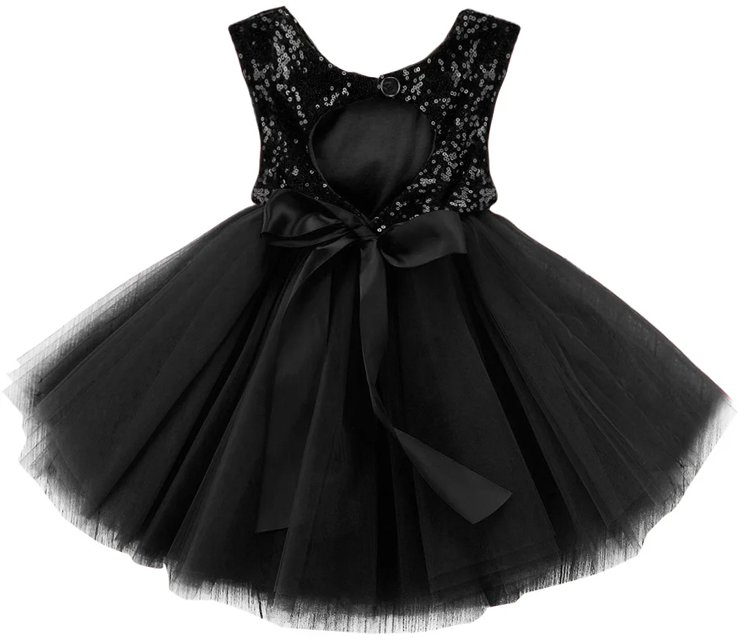 New fashion round neck sleeveless dress girls sequined mesh tutu princess girls dress for kids