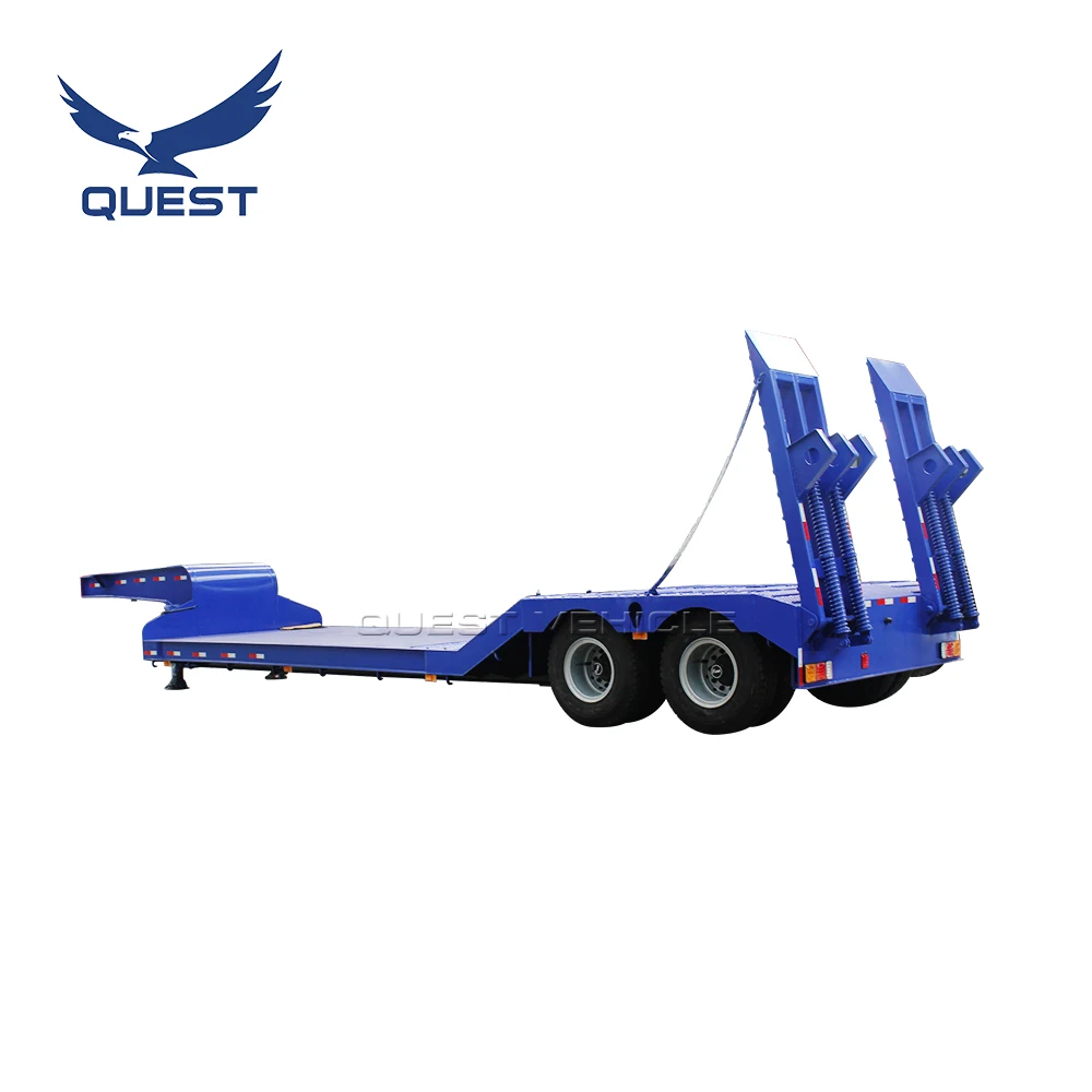 QUEST Vehicle Cheap Price 2 Axles 30-40 Tons Low Bed Semi Trailer Efficient Truck Trailer