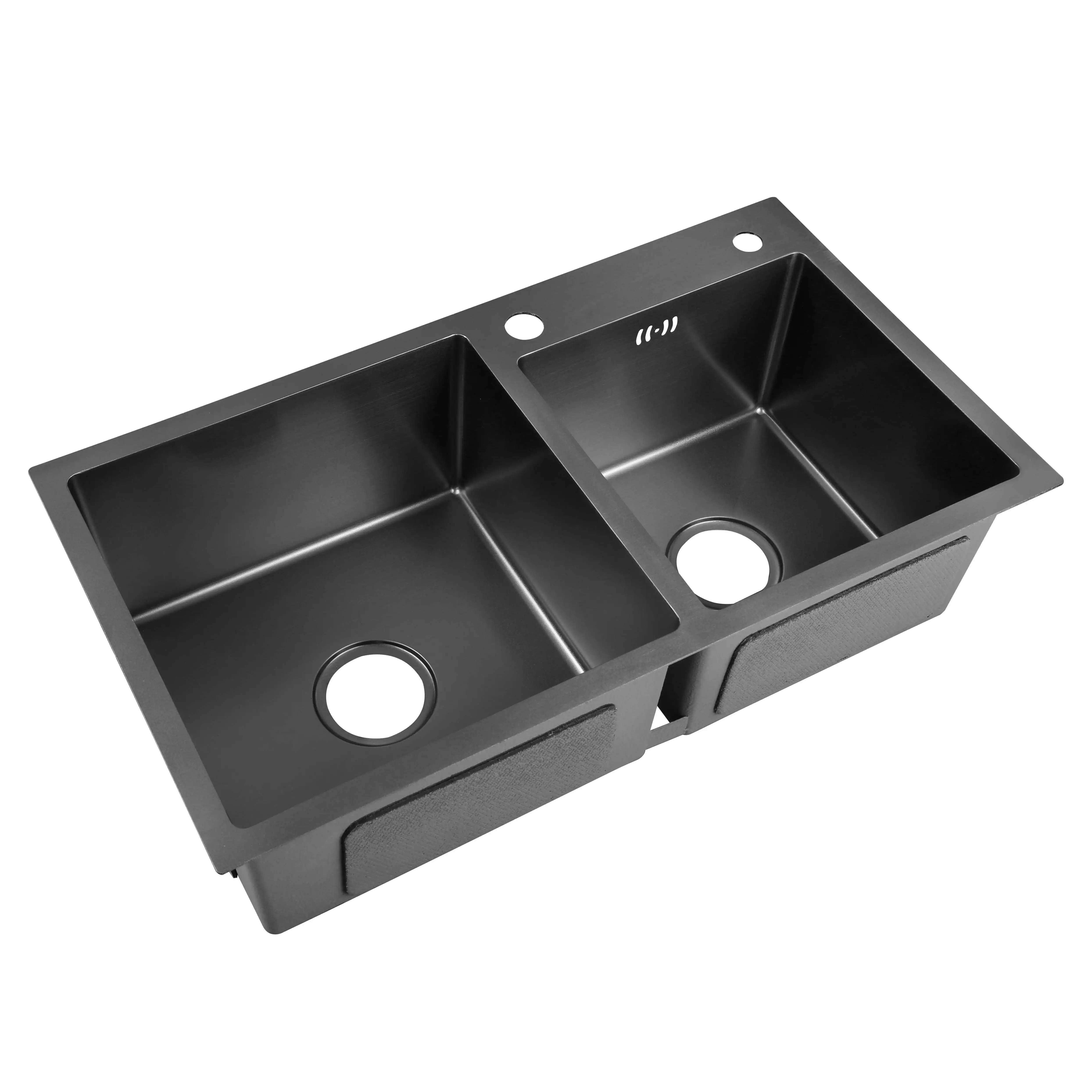 
Handmade Double Modern Kitchen Sink Suppliers Black Stainless Steel Sink For Kitchen 
