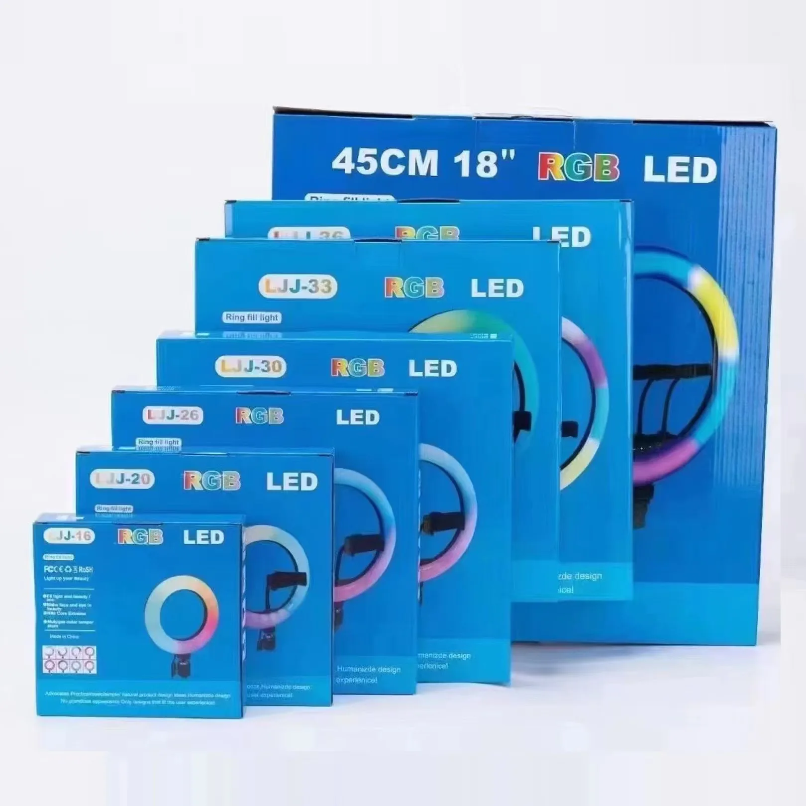 14inch 18inch 22inch Makeup LED Ring Light RGB 16 Colors Change Photograph Live RGB Ring Lighting ABS Video Lights