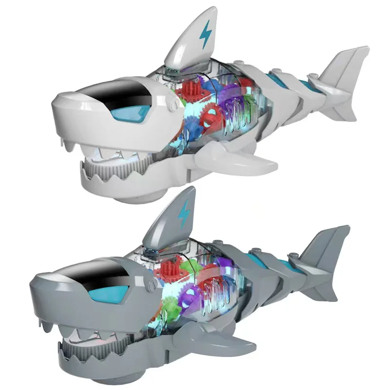 Electric gear shark waves sound effects cool lights swing great white shark universal driving toy car