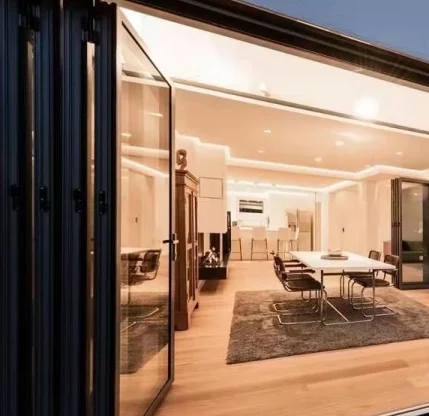 AAMA NFRC Customized Waterproof Aluminum Folding Doors Tempered Glass Bifold Patio Door Aluminium Exterior