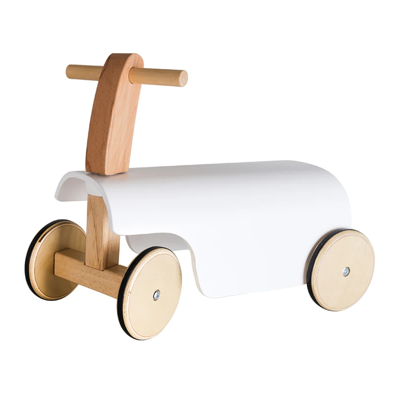 Classic design quality function-assisted walker balance car lovely wooden kids 4 wheels balance bike