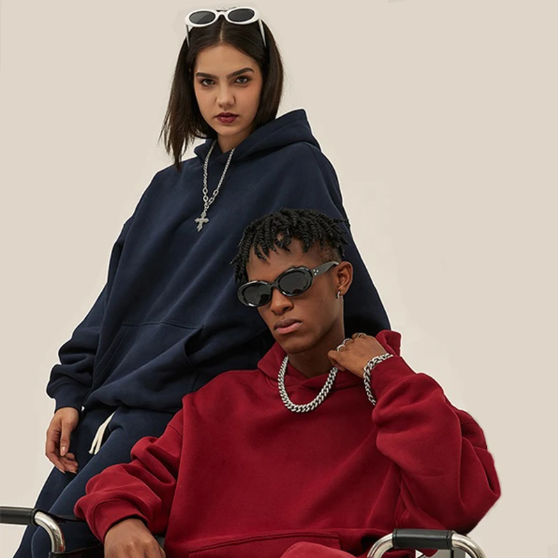 High Quality French Terry Oversized Hoodie Unisex Cropped Hoodie Men Printing Embroidery Custom Hoodies