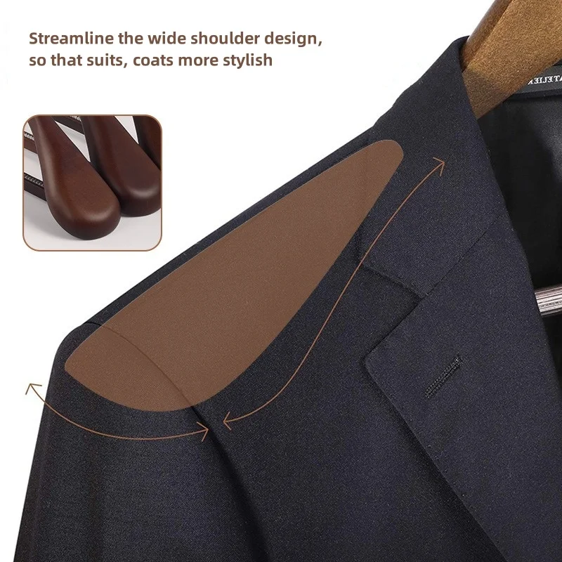 High Quality Custom Natural Wooden Hangers Luxury Wood Suit Hangers Coat Hanger For Hotel Home Shop