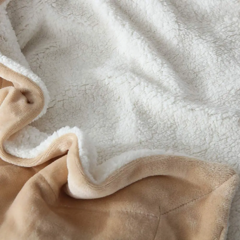 Double-Sided Lamb Down Quilt Blanket Comforter Polyester Plain Flannel Double Blanket Custom Blankets & Throws