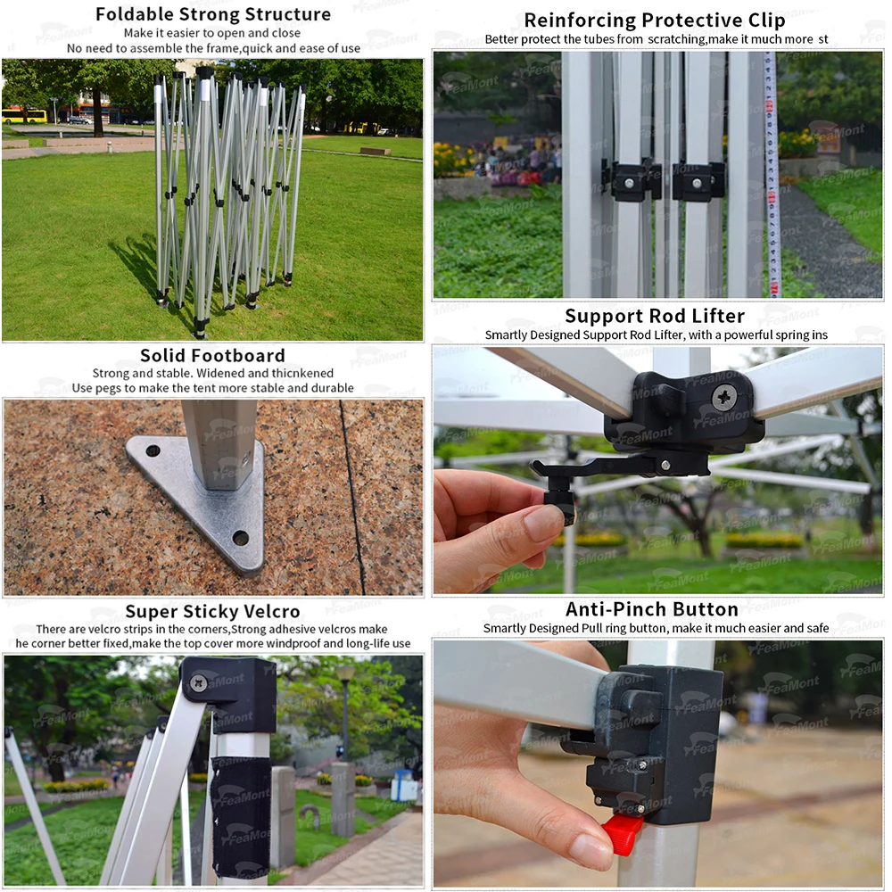 FEAMONT 3x6M Printed Trade Show Tent Hexagon Structure with 40MM Aluminum Tube PC Folding Frame for Promotional Use