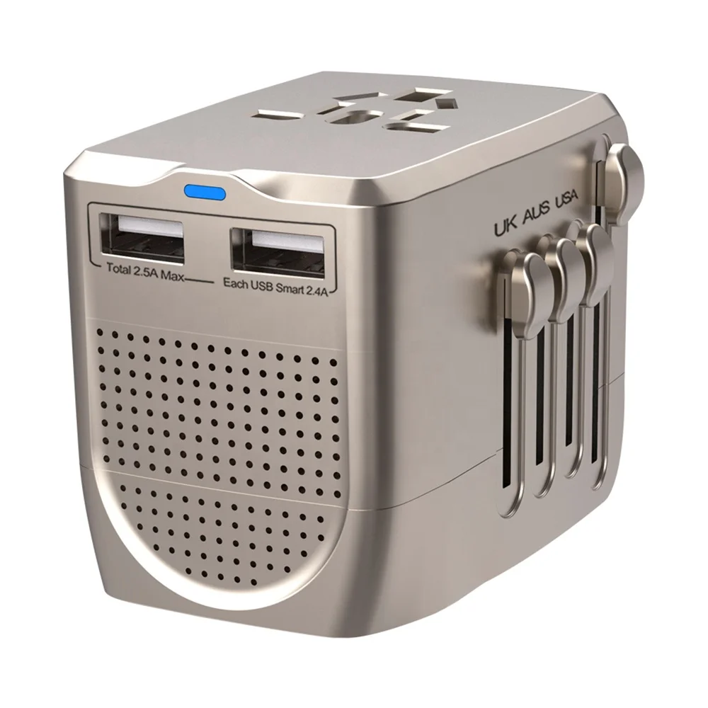 Wholesale CE Universal Power Step Down 220V to 110V Voltage Converter 2 USB International Travel Adapter