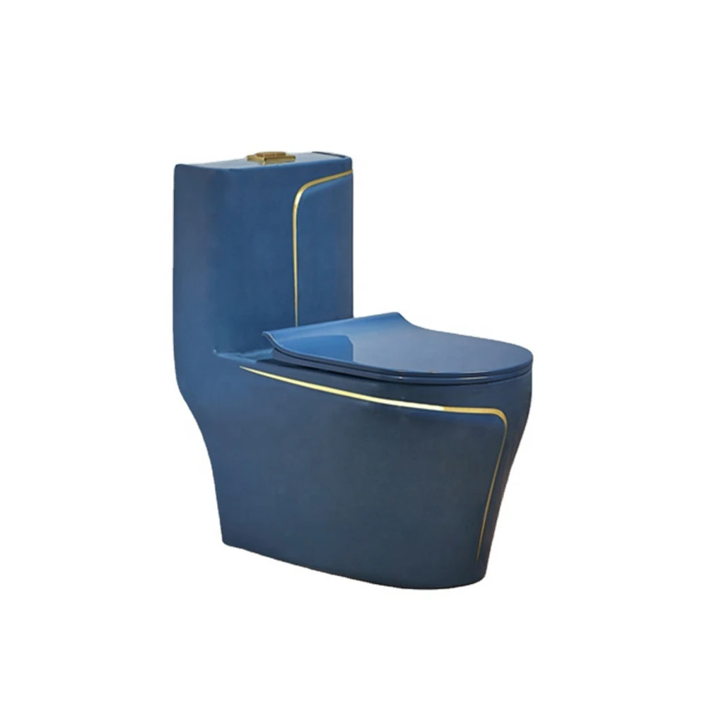 Ceramic Toilet Water Saving Big Impact 2023 Hot Sale Black Gold Bathroom Siphon One Piece Water Closet Toilet