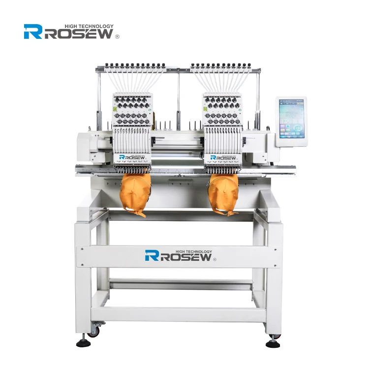 GC1202E 2 Heads 9/12/15Needles Computerized Embroidery machine for Flat Cap Garments embroidery