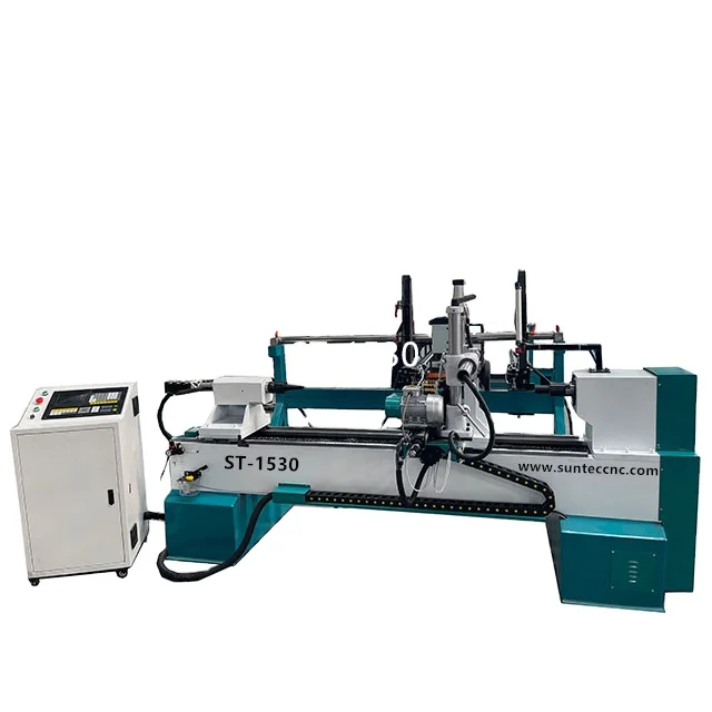 Suntec ST1530 automatic feeding cnc wood lathe with engraving sanding for baluster columns making