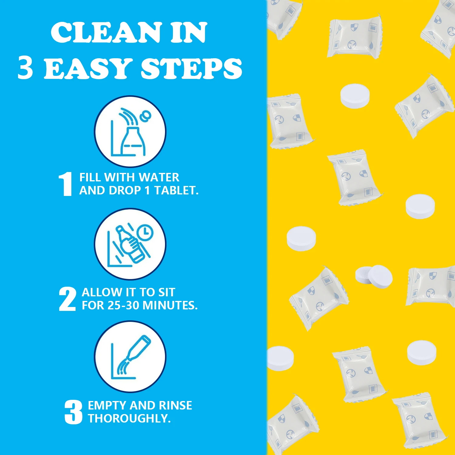 Solid Disposable Water Bottle Cleaner Tablet Shape Multi-Purpose Descaling Cleaner Tablet