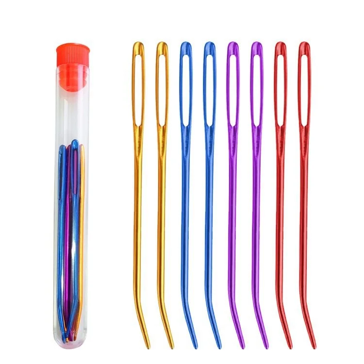 8Pcs/set Bent Tip Tapestry Needles Yarn Knitting Weaving Big Eye Curve Needle Knitting Crochet DIY Sewing Accessories