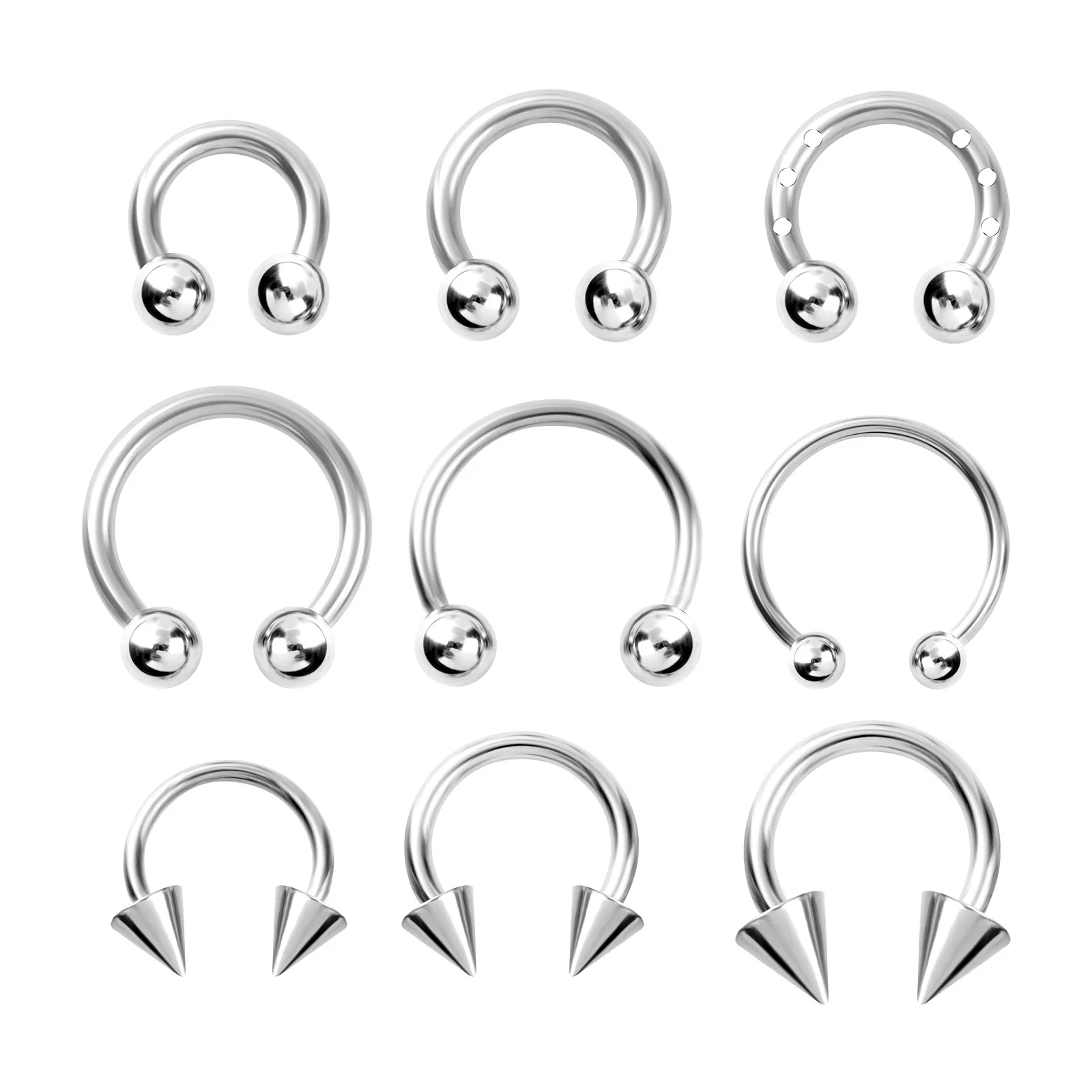 Zesen High Quality Titanium F136 Titanium Externally Threaded Horseshoe Circular Barbell Piercing Jewelry Women Nose Rings