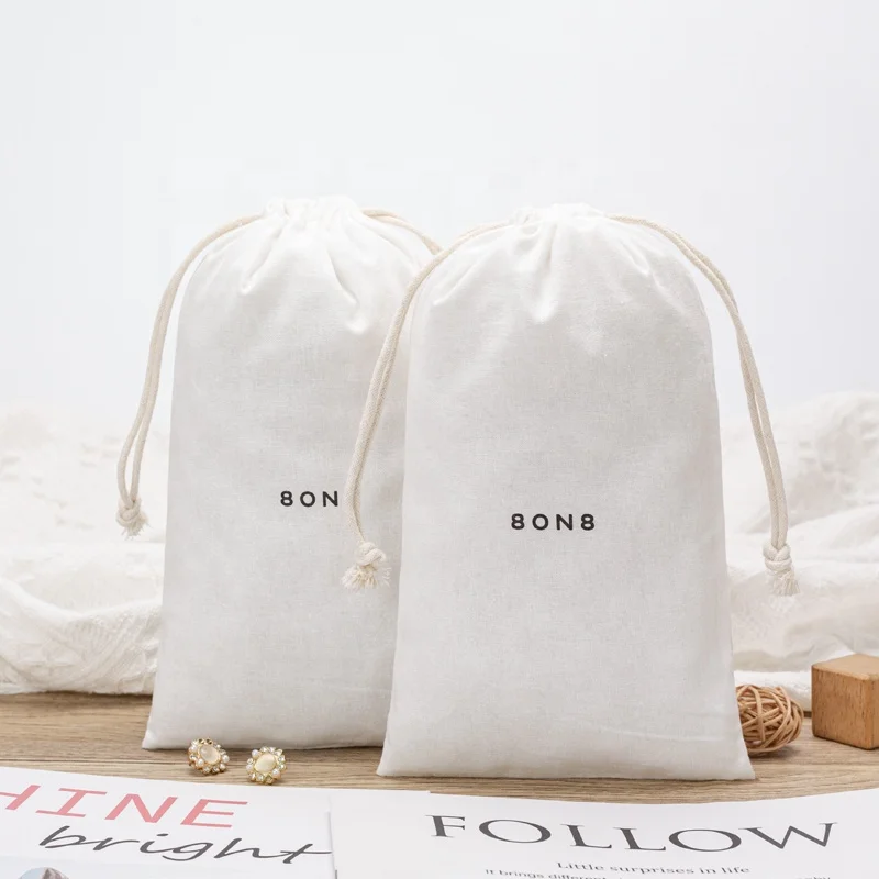 Recyclable Custom 100% Cotton Canvas Drawstring Bag Shoes Dust Bag Plain Cotton Dust Bag For Normal Life