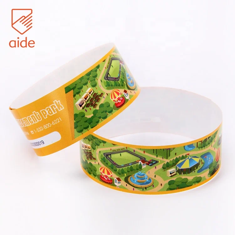 Buy Your Own Brand Logo Cheap Printing Disposable Festival Wristband Paper Colorful
