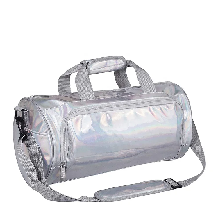 Hologram Duffle Bag OEM Fashion High Quality Girls Gym Dance Bag with Custom Logo Metallic PU Travel Holographic Tote Bag