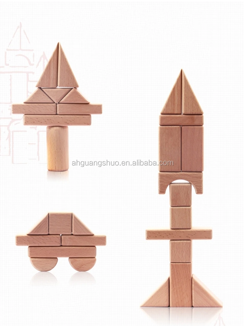 Natural wooden building blocks for children, formaldehyde free
