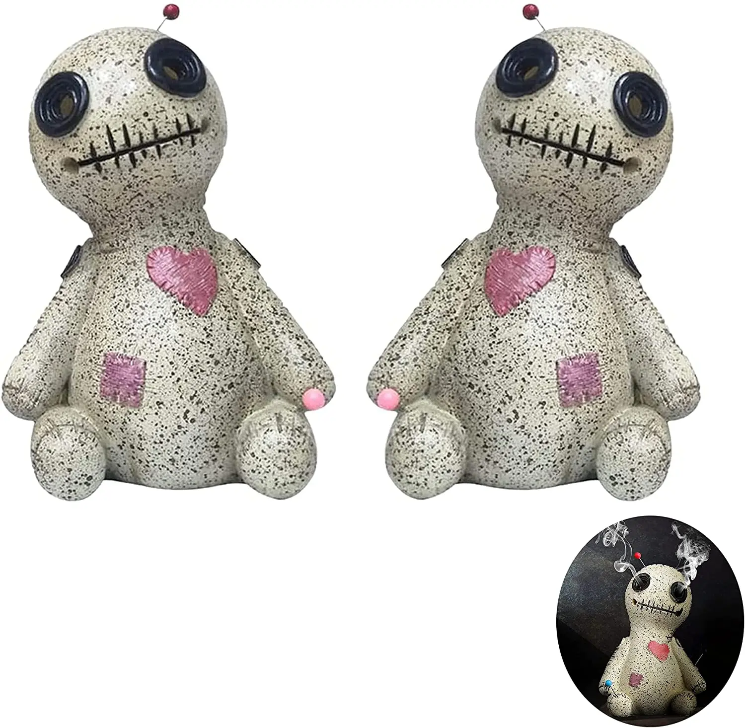 2PCS Voodoo Doll Cone Burner Backflow Incense Holder Desktop figurine sculpture home decor for home decoration living room
