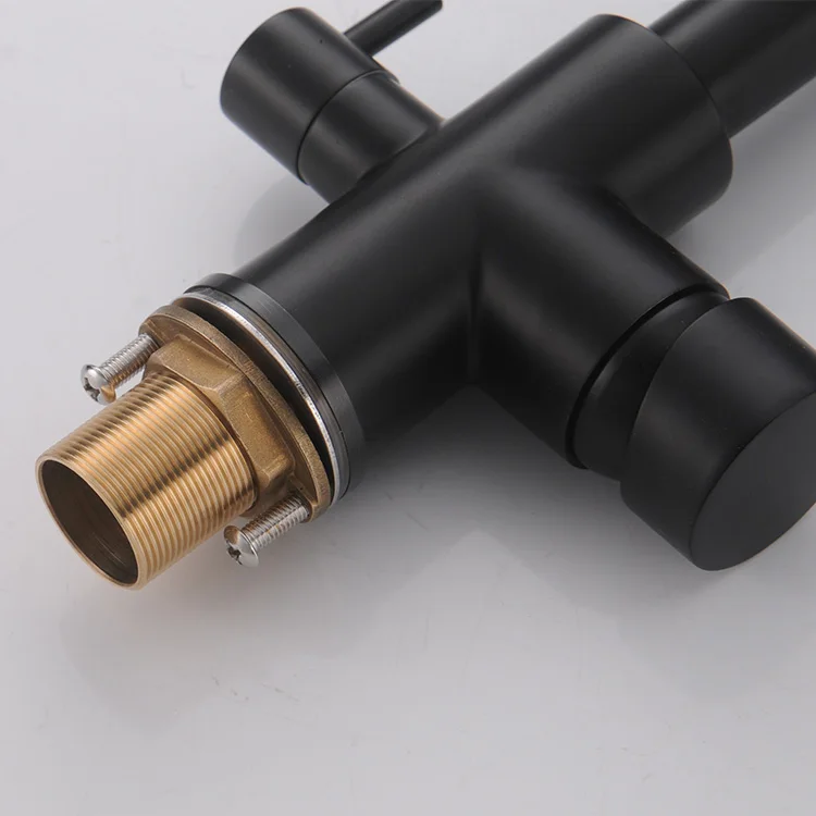 ROVATE purifier kitchen tap brass 3 way kitchen faucet matt black double handle faucet modern kitchen sink mixer