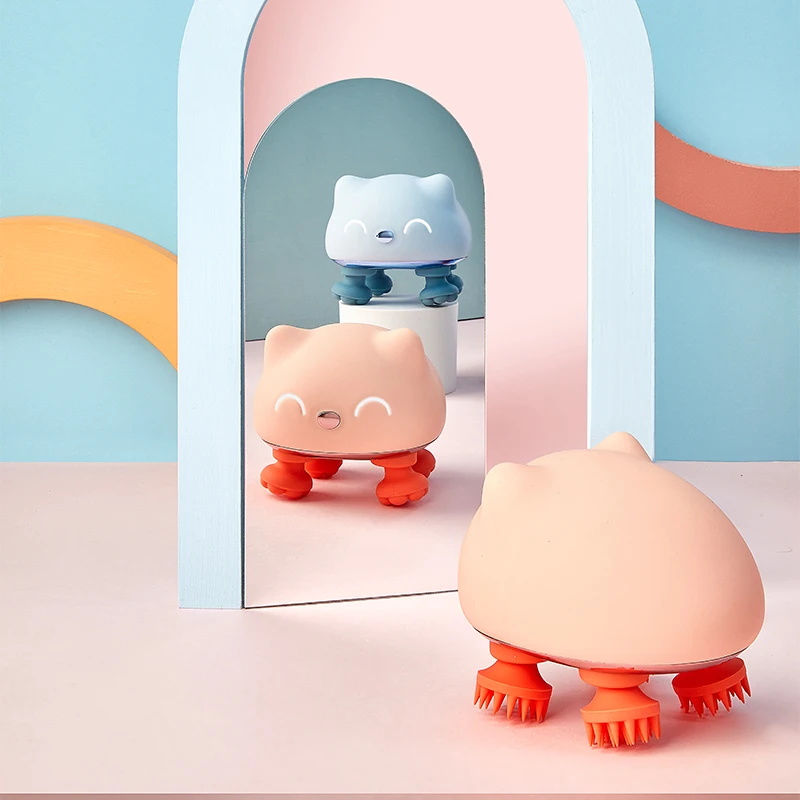 Cat Smart Handy Automatic Silicone Rechargeable Electric Machine Scalp Head Massager