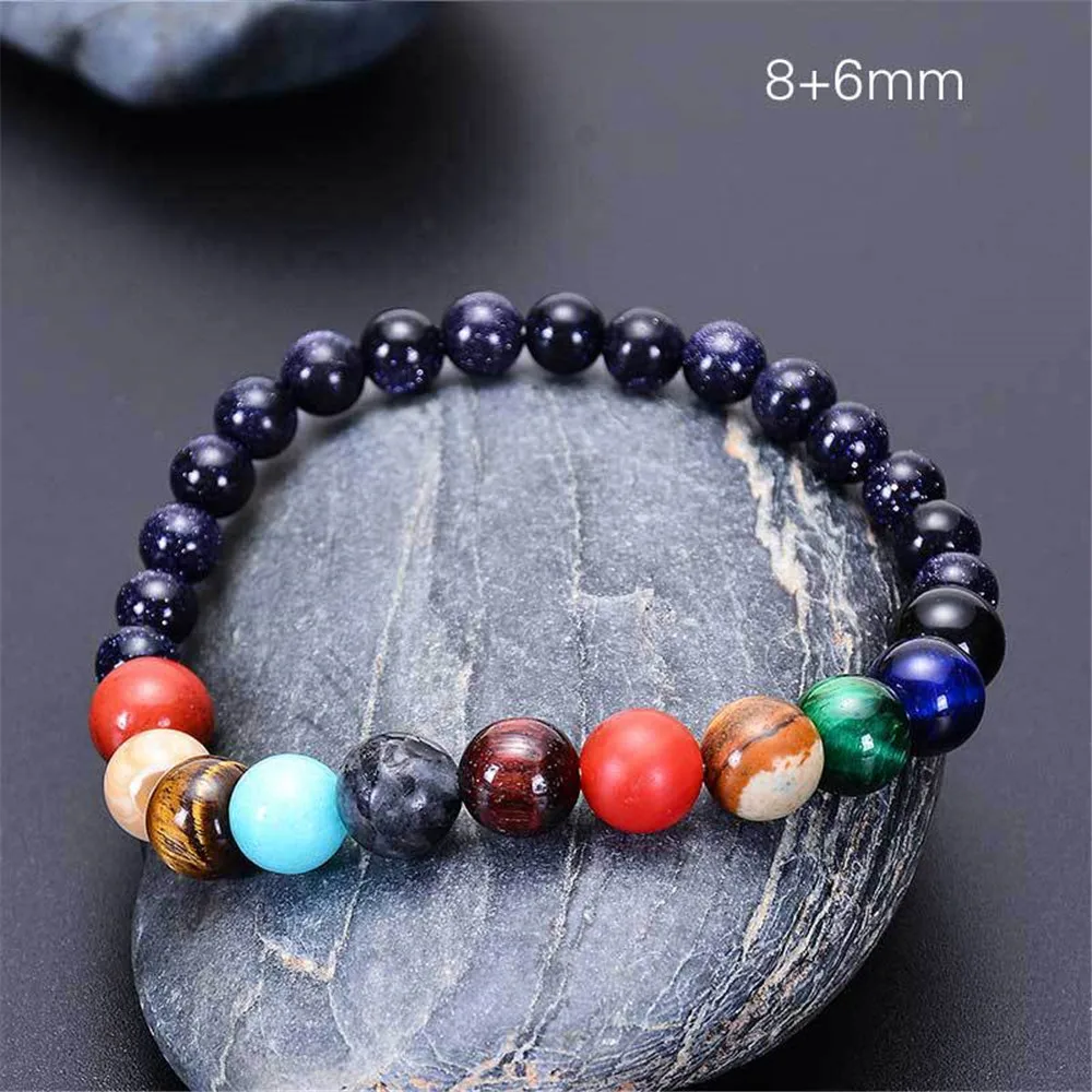  Eight Planets Bead Bracelet Wholesale Oem Natural Stone Universe Space Yoga Solar Chakra For Men