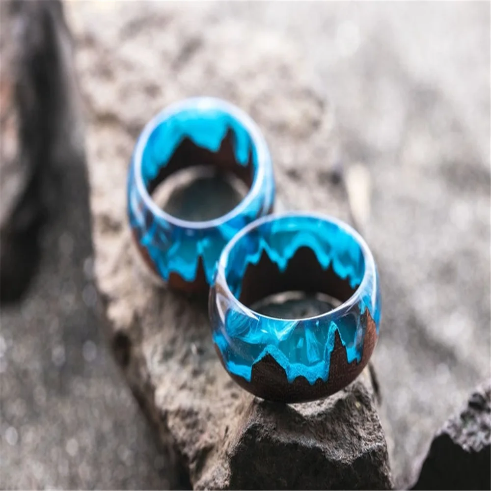 
2021 New Arrival Creative Resin Luminous Secret Forest Band Rings Fashion Glowing In The Dark Band Rings 