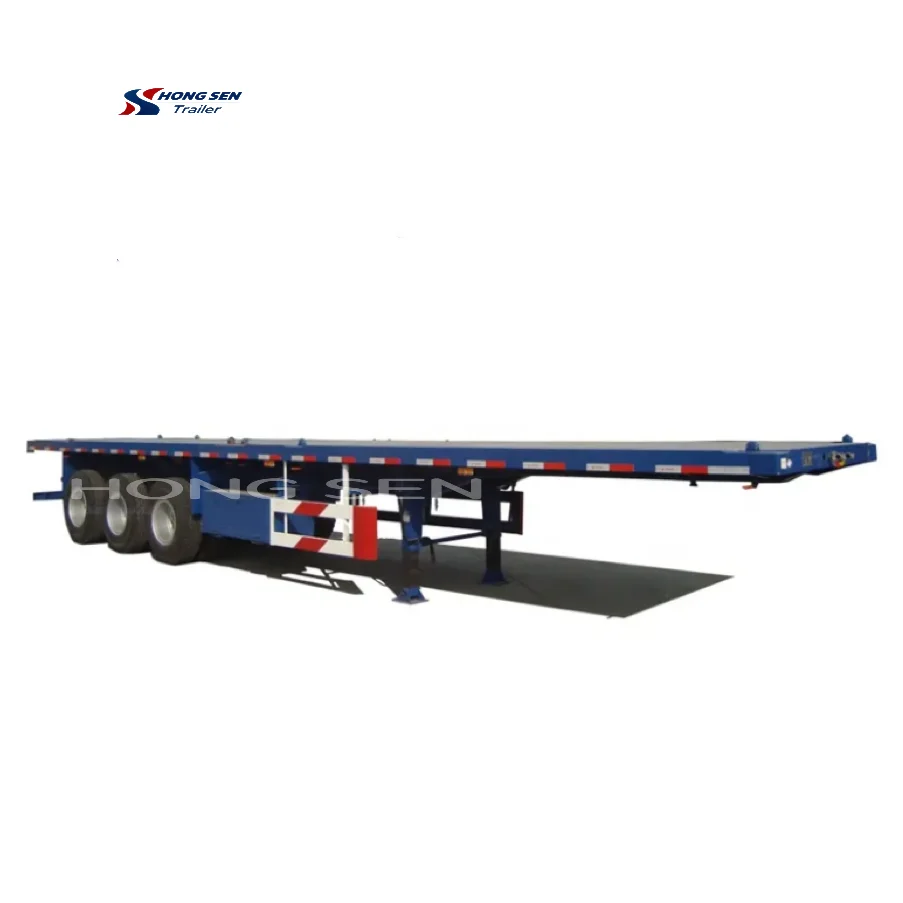 Hot Sale 40-Foot Three-Axle Semi-Truck Trailer 40-Foot Flatbed Container Bracket with Headboard Truck Trailers for Sale