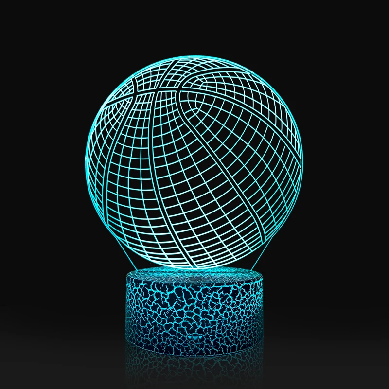 RGB LED Lamp ABS Acrylic Black 3D lamp cracked base Touch Base with USB Cable and Remote Control