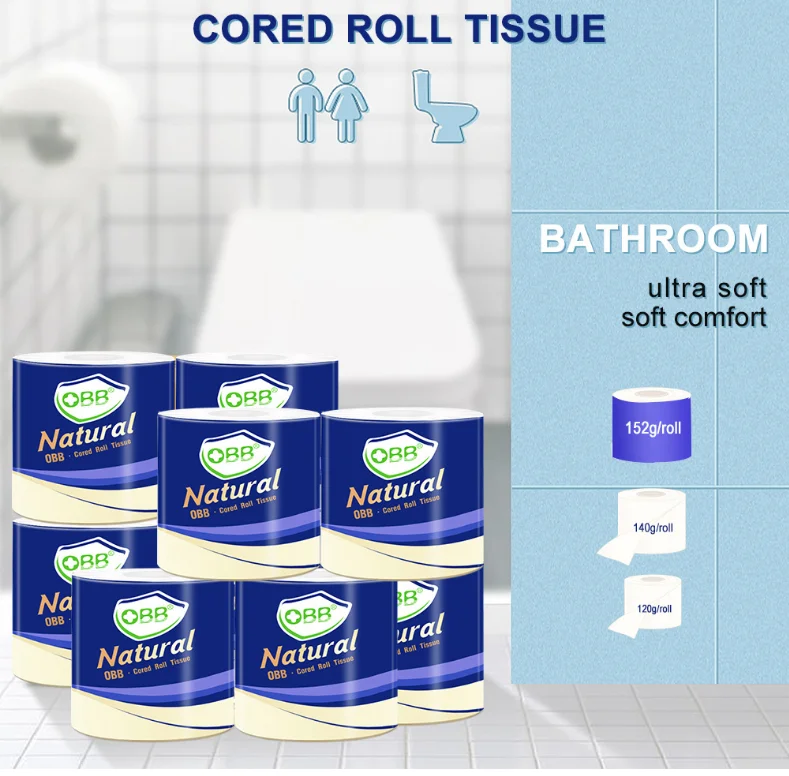 Wholesale 3 ply eco friendly water dissolving toilet paper, toilet paper bathroom tissue rolls, 6 Pack of 18 Family Rolls