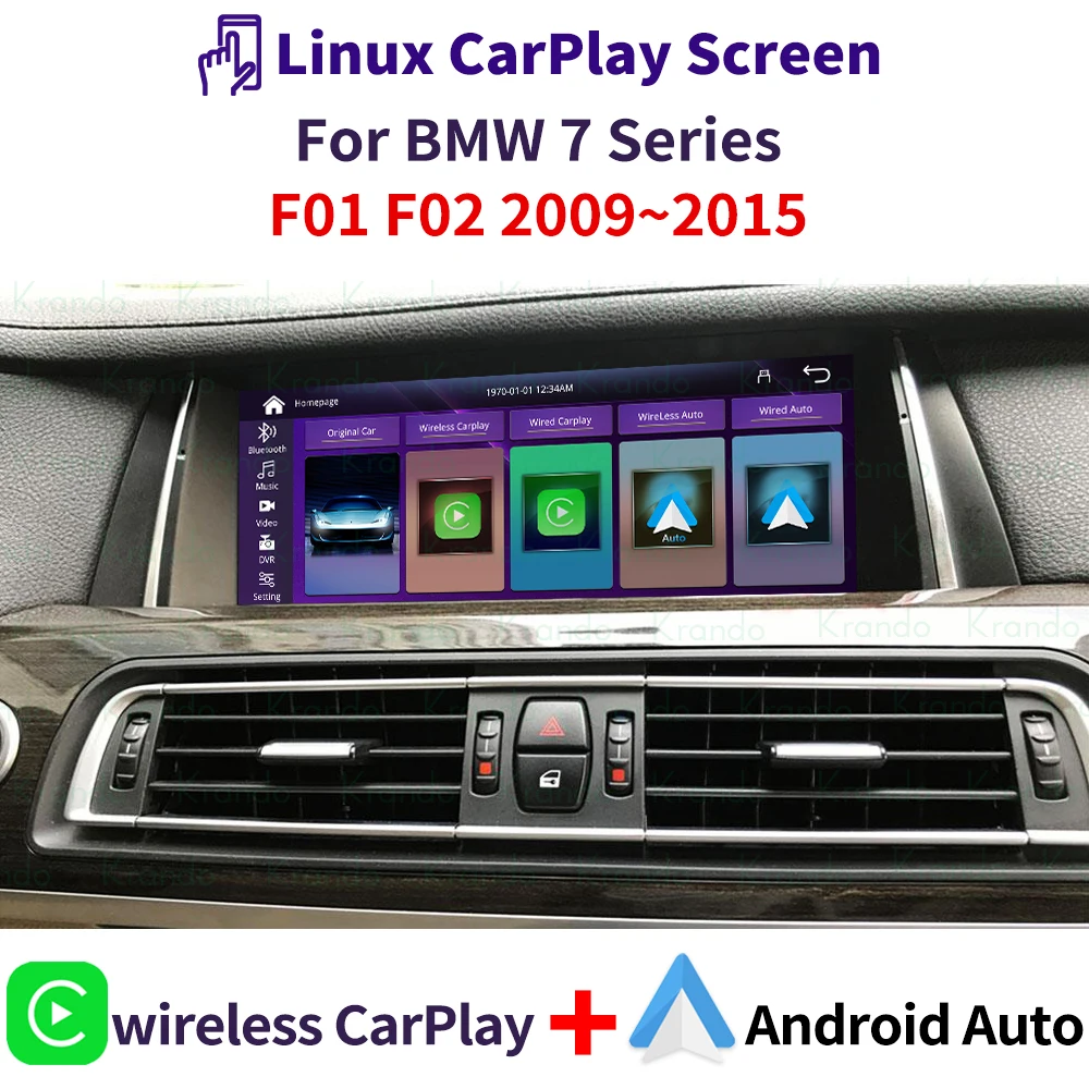 Krando Linux car radio Touch Screen GPS Navigation Receiver tablet upgrade For BMW 7 Series F01 F02 CIC NBT appl carplay