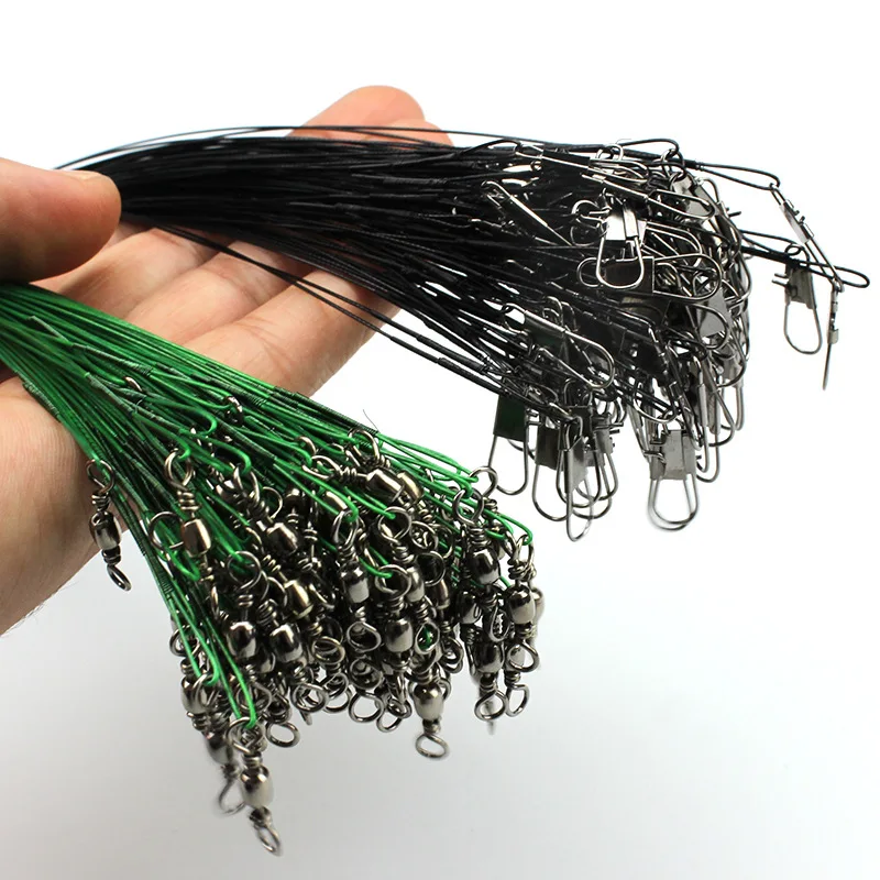 Fishing Leaders Hi-Low Rig Fish Line Stainless Steel Wire Leader with Swivel Snap Assortment Fishing Gear Connect for Lures Bait